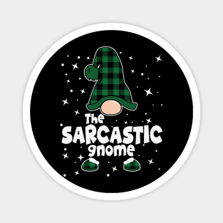 The Sarcastic Gnome Green Plaid Funny Christmas Costume Xmas Ugly Sweater Gift Magnet